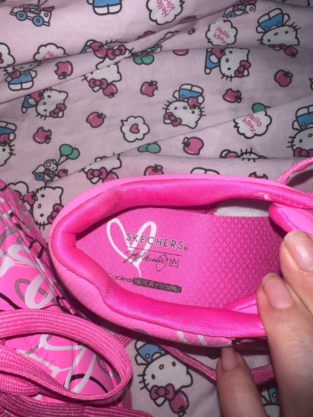 Skechers x JGoldcrown Girls Uno Lite Heart Sneakers Pink Size 3 - Picture 3 of 3
